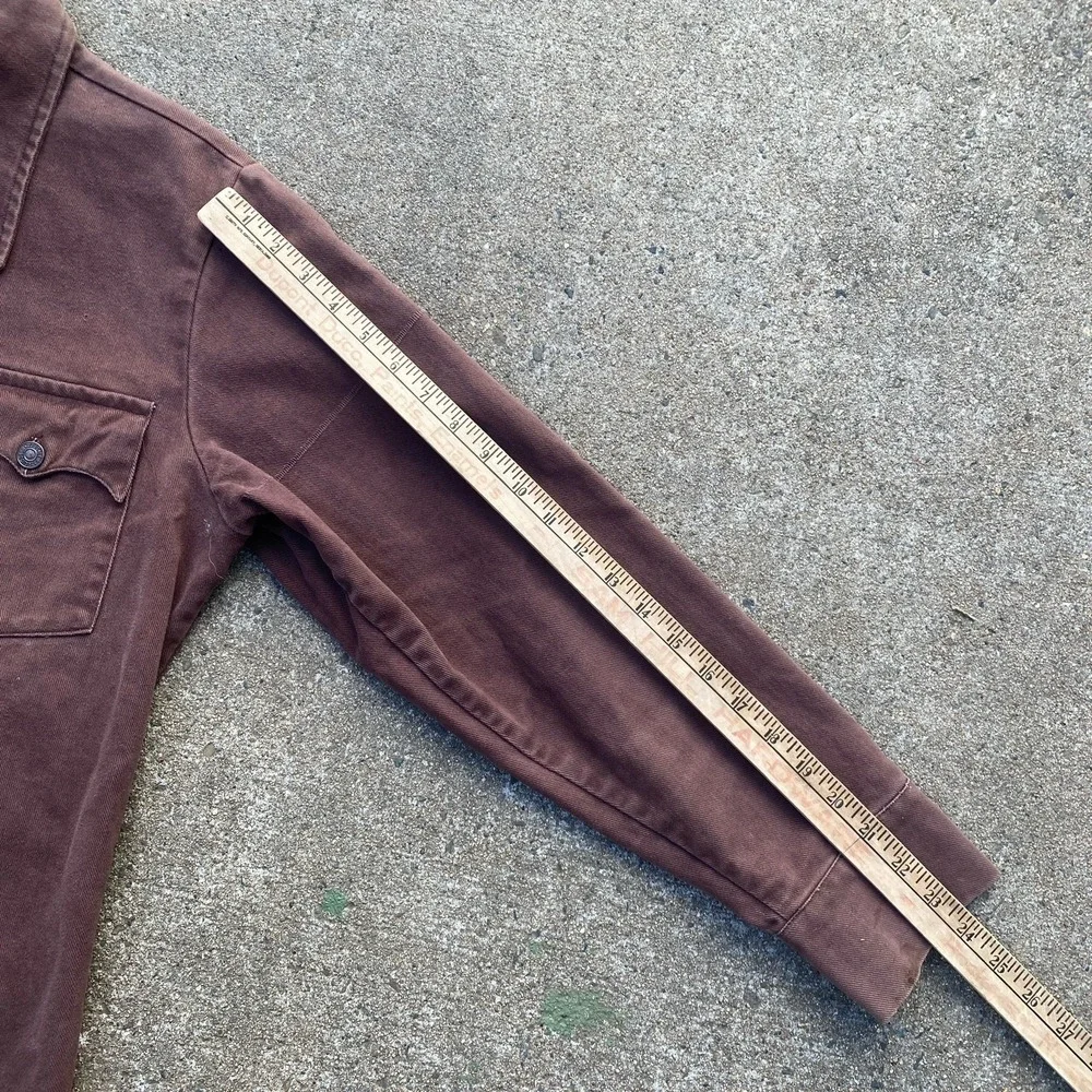 Vintage Levi's 70s Shirt-Jacket Medium Brown Cotton Twill Moleskin - Picture 8 of 9